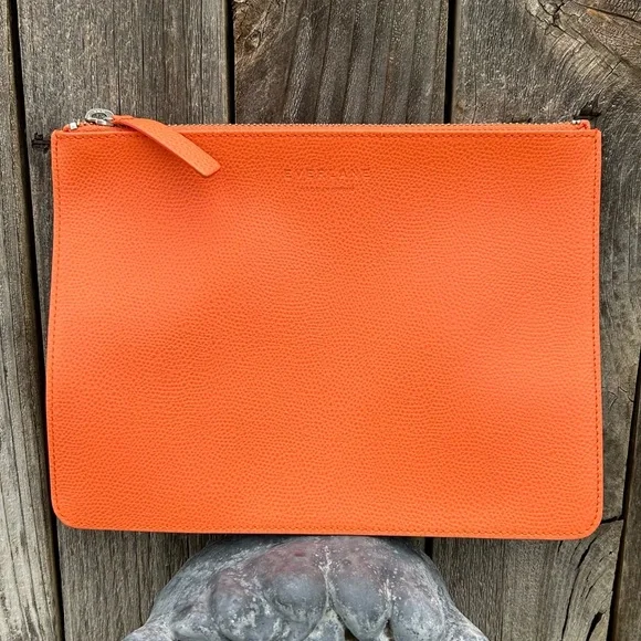 Everlane The Leather Zip Pouch Clutch Orange - Picture 6 of 15